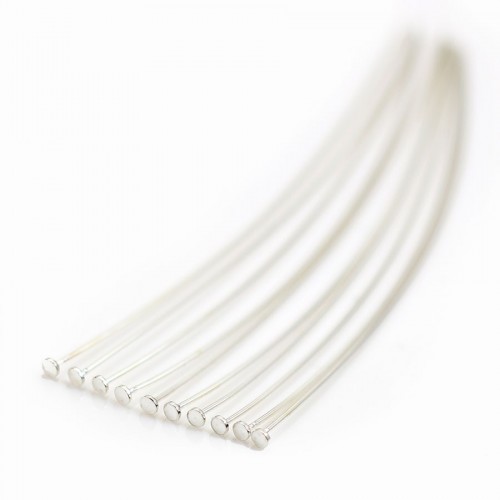 925 Sterling Silver head pin 70X2X0.6mm x 4pcs