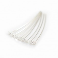 Clou à tête plate en argent 925 2x0.4x25mm x 10pcs