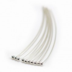 Clou à tête boule en argent 925 2x0.5x60mm x 4pcs