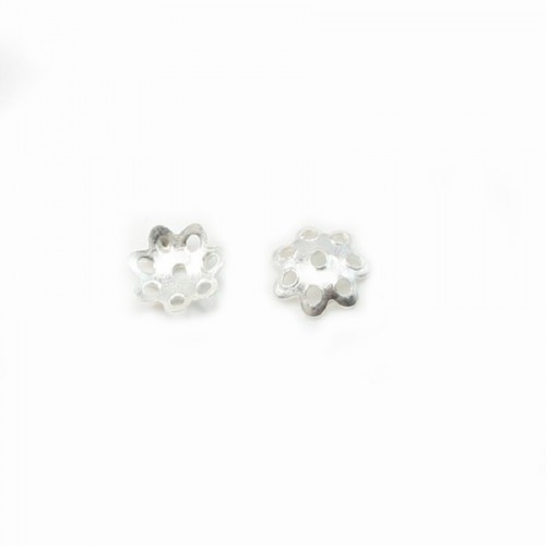 Argent 925 Coupelle en Fleur 6mm x 10pcs