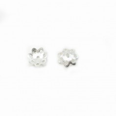 Argent 925 Coupelle en Fleur 6mm x 10pcs