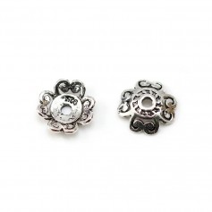 Coupelle en forme de fleur en argent 925 vieilli 10mm x 4pcs