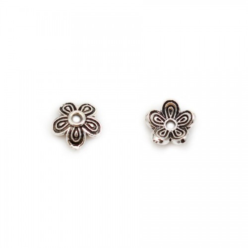 Cup in shape of flower, in 925 silver aged, in size of 7.6 * 1mm x 4pcs