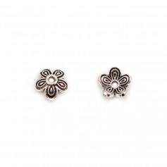 Coupelle en forme de fleur, en argent 925 vieilli, de taille 7.6 * 1mm x 4pcs