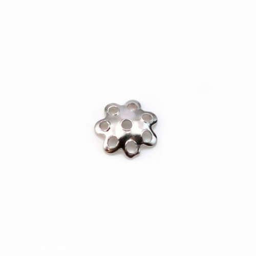 Coupelle en Fleur Argent 925 Rhodié 6mm x 10pcs