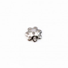 Coupelle en Fleur Argent 925 Rhodié 6mm x 10pcs