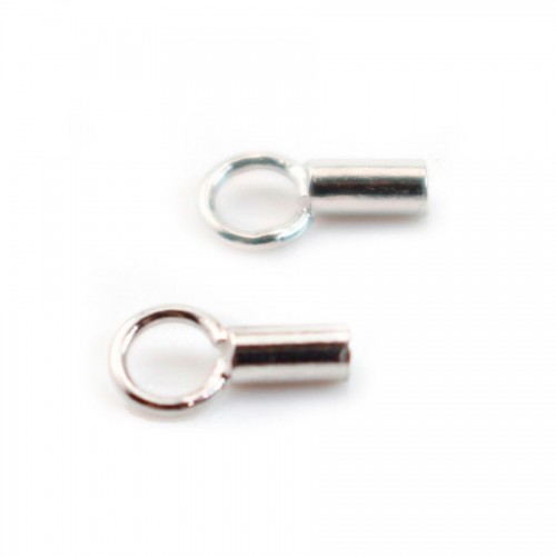 Terminators for cords 925 Sterling Silver Rhodium  1mm x 4pcs