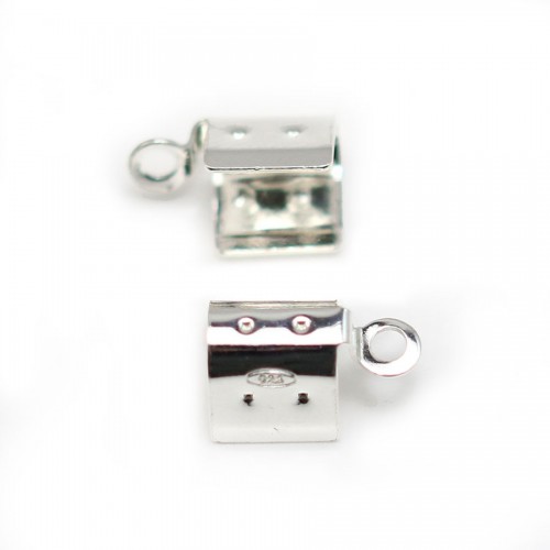 Embout pince en argent 925, pour cordon et lacet, 4mm x 4pcs