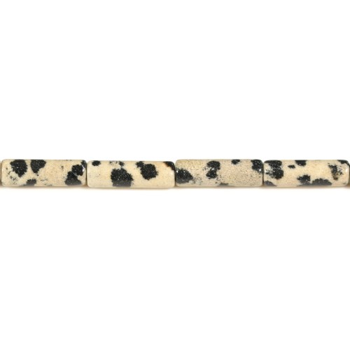 Jaspe dalmatien, en forme de tube 4x13mm x 40cm