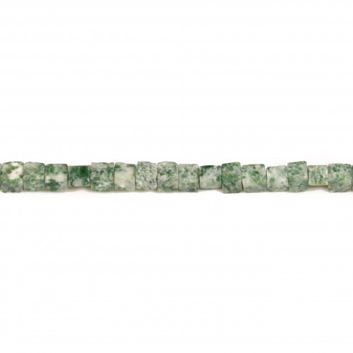 Jaspe de tache verte, en forme de cube, 4mm x 38cm