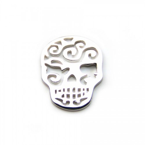 Tête de mort ajourée argent 925 ,13x16mm  x 1pc