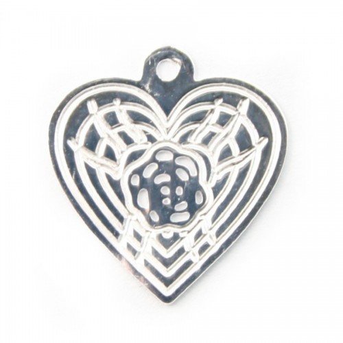 intercalaire Coeur ajouté Argent 925 11x11mm x 2 pc
