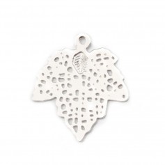 Breloque feuille Ajouté12x15 mm Argent  925 x 2 pc