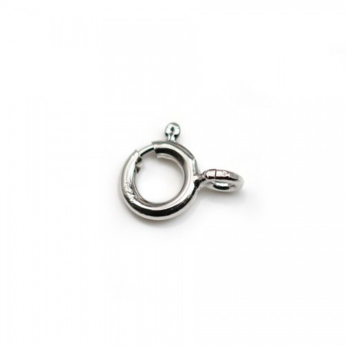 Spring ring clasp,  silver 925 rhodium 7mm x 1pc