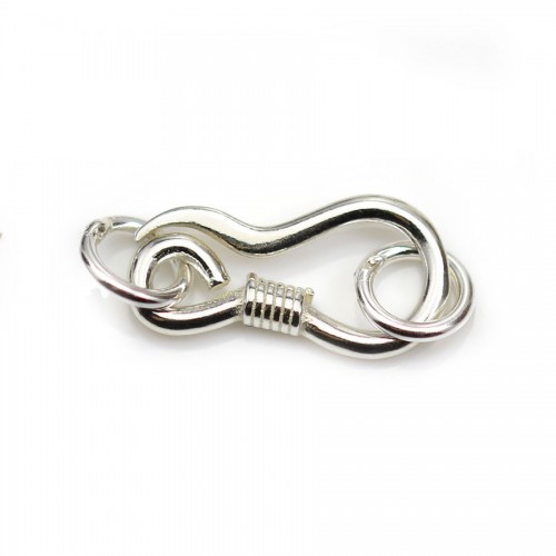 Fermoir à crochet en argent 925, avec 2 anneaux, 9 * 18mm x 1pc