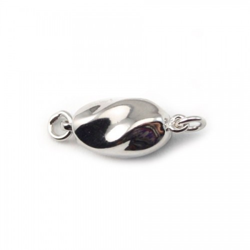 Fermoir rhodie Soufflet  ovale argent  7.5x16mm x1pcs