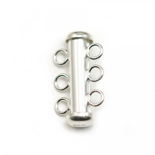 Argent 925 Fermoir Tube 3 Rang 21mm x 1pc