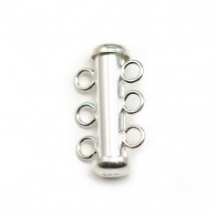 Argent 925 Fermoir Tube 3 Rang 21mm x 1pc