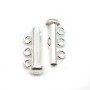 Argent 925 Fermoir Tube 3 Rang 21mm x 1pc