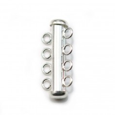 Argent 925 Fermoir Tube 4  Rang  26mm x 1pc