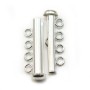 Argent 925 Fermoir Tube 4  Rang  26mm x 1pc