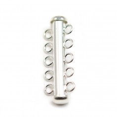 Argent 925 Fermoir Tube 5 Rang 30.5 mm x 1pc