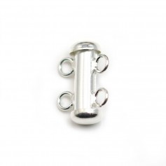 Argent 925 Fermoir Tube 2 Rang 15mm  x 1pc