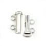 Argent 925 Fermoir Tube 2 Rang 15mm  x 1pc