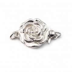 Argent 925 Fermoir Ronde Fleur 11mm x 1pc