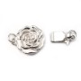Argent 925 Fermoir Ronde Fleur 11mm x 1pc