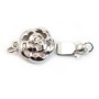 Fermoir Rond en Fleur, Argent 925 Rhodié 11mm x 1pc