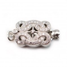 Fermoir  rectangle & zircon ,  Argent 925  , 11x15mm x 1pc
