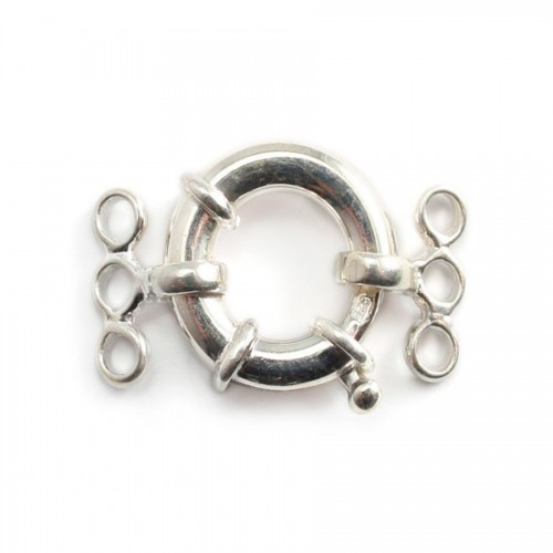 Argent 925 Fermoir bouée 15mm 3 Rangs x 1pc