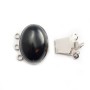 Fermoir 3R en cabochon Pierre 13x18mm agate noir x 1pc