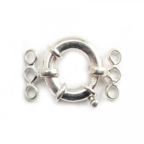 Argent 925 Fermoir bouée 15mm 3 Rangs x 1pc