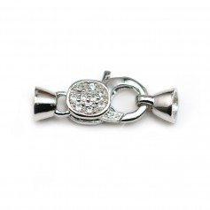 Fermoir mousqueton avec zircons, Argent 925 9x21mm x 1pc 
