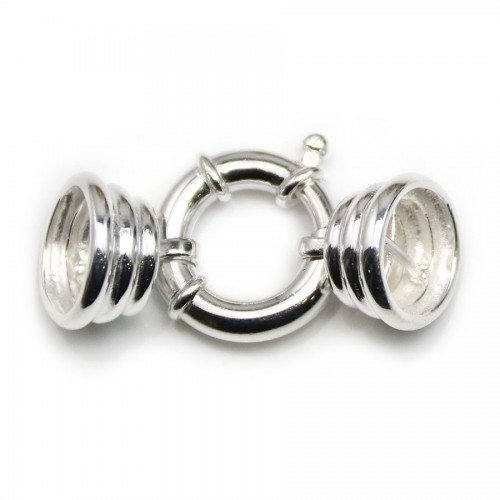Argent 925 Fermoir  bouée à ressort 18x35mm embout 15mm x 1pc  