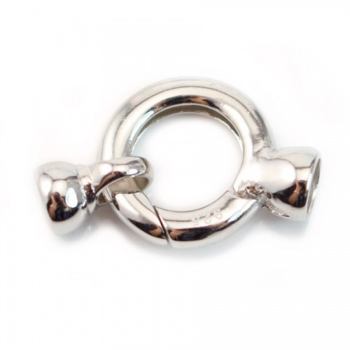 Fermoir à ressort bouée, Argent 925 16x24mm avec embout  6.5mm x 1pc  