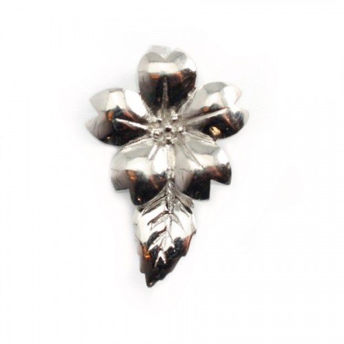 Argent 925 rhodié Fermoir en fleur 20 mm x 1pc