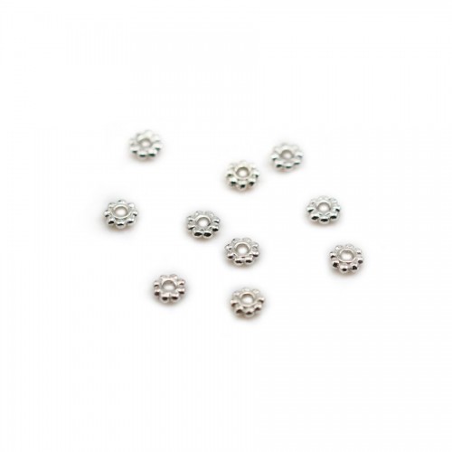 Espaçador em forma de flor em prata 925 4mm x 10pcs