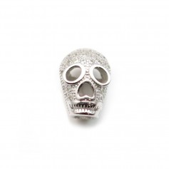 Tête de mort en argent 925 & oxyde de zirconium 10.5mm x 1pc