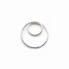 Intercalaire double rond martèle ,15mm, argent 925  x 2pcs