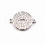 Pendentif ronde avec zirconium Argent 925 Rhodié 12x16.5mm  x 1pc