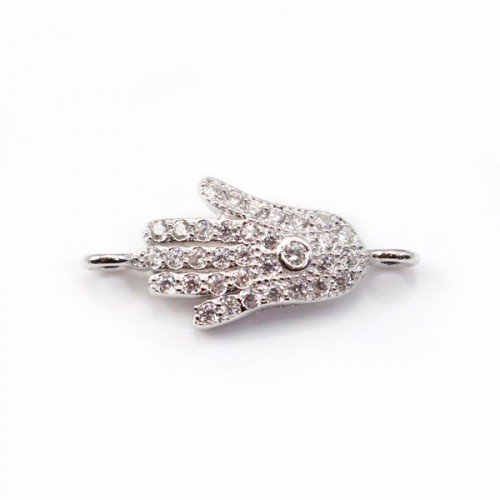 Ciondolo a mano con zirconi Argento 925 Rodio 8,5x19mm x 1 pz