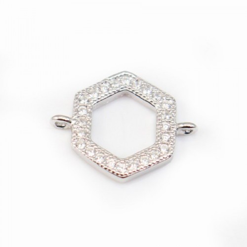 Zwischenlage Hexagon Strass Silber Rhodiniert 10x12mm x 1St