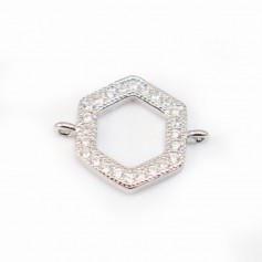 Intercalaire argent 925 et strass Hexagone 10x12mm x 1pc