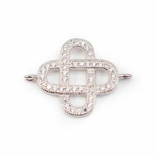 Trébol Celta de plata 925 y strass 13x20mm x 1pc