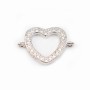 Intercalaire argent 925 et strass Coeur 12.5x19mm x 1pc