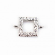 Intercalaire argent 925 et strass Carré 7x10mm x 1pc