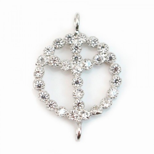 Spacer sterling silver 925 and strass peace & love 11x17mm x 1pc